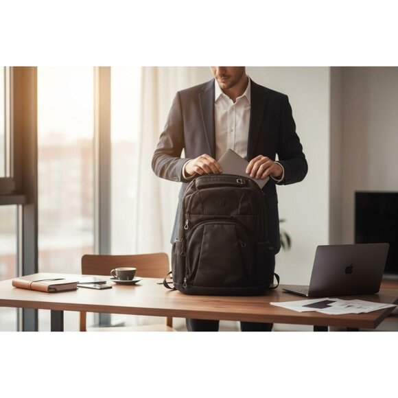 Swiss Gear Black Laptop Backpack W/ Tablet Pocket & Airflow Design - Picture 2 of 15